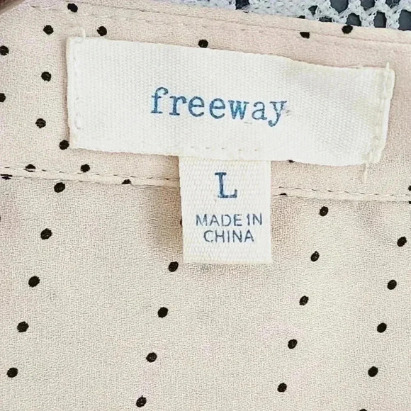 Freeway Button up Pattern Long sleeve Lace Women's Chiffon Blouse L - Picture 5 of 7